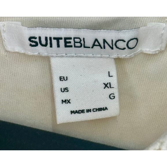 SUITEBLANCO Cream Eyelet Crochet Overlay Cotton Dress Size XL - Picture 4 of 6